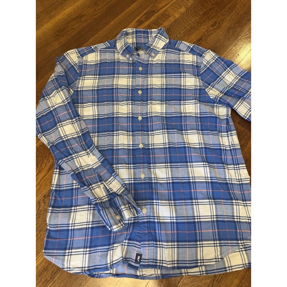 Vineyard Vines Mens Medium Classic Fit Plaid Island Twill Button Down Shirt Blue